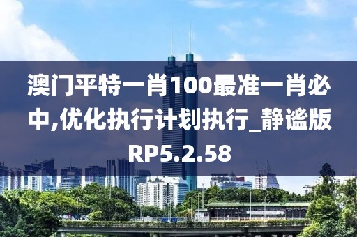 澳门平特一肖100最准一肖必中,优化执行计划执行_静谧版RP5.2.58