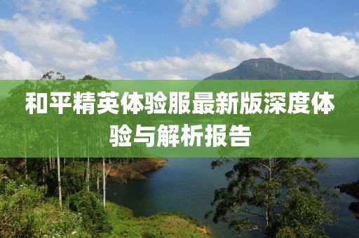 和平精英体验服最新版深度体验与解析报告