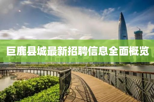 巨鹿县城最新招聘信息全面概览