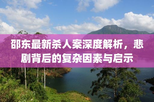 邵东最新杀人案深度解析，悲剧背后的复杂因素与启示