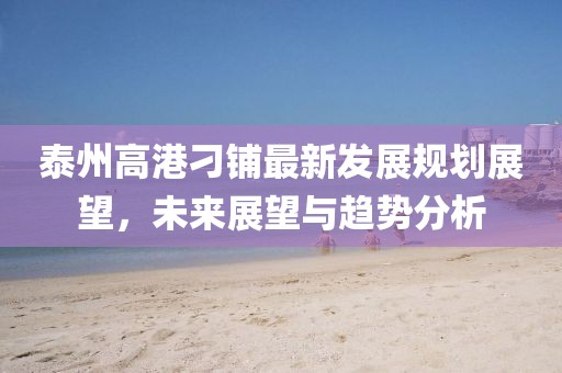 泰州高港刁铺最新发展规划展望，未来展望与趋势分析