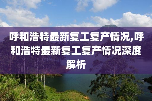呼和浩特最新复工复产情况,呼和浩特最新复工复产情况深度解析