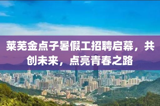 莱芜金点子暑假工招聘启幕，共创未来，点亮青春之路