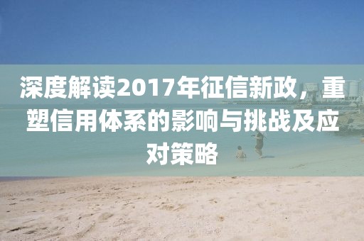 深度解读2017年征信新政，重塑信用体系的影响与挑战及应对策略